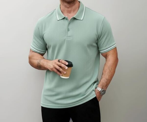 Mack Jonney Men’s Premium Jacquard Polo T-Shirt – Soft Knit Fabric, Regular Fit, Half Sleeve Stylish Casual & Smart Wear